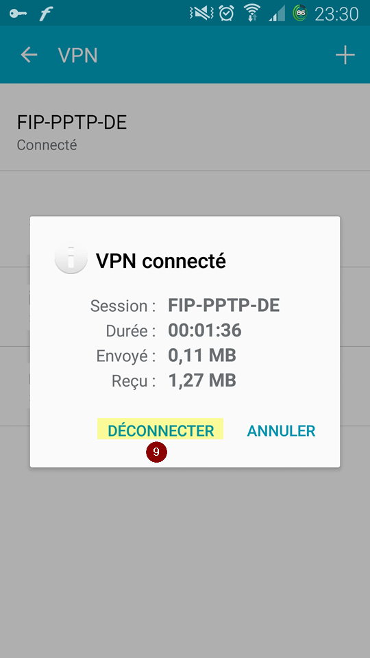 Verification de la connexion et accès au menu déconnexion